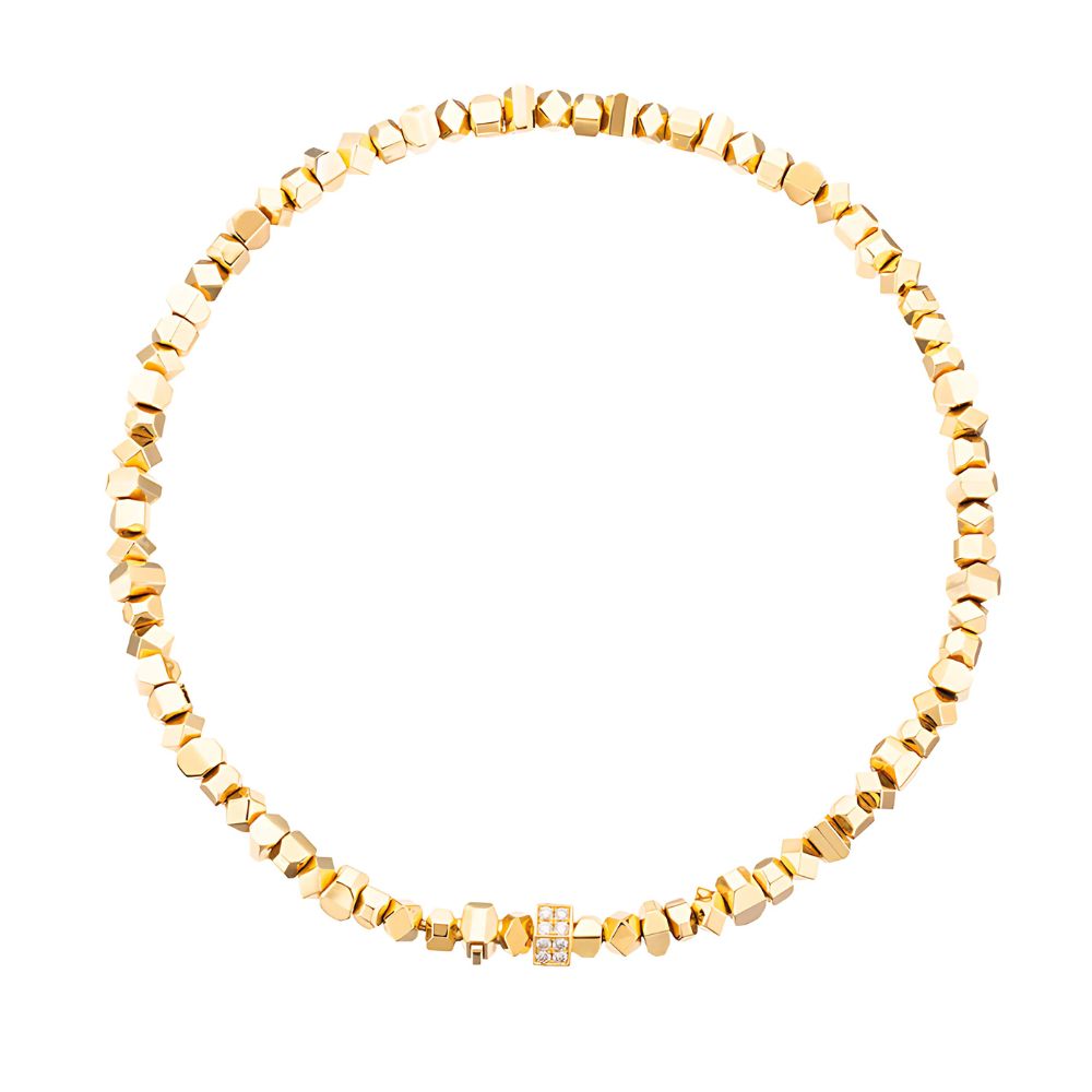 Peruffo 18k Yellow Gold Rock Mixed Shape Necklace With Diamond Rondel